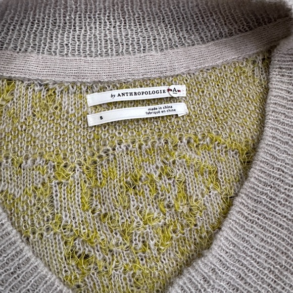 ANTHROPOLOGIE Lucila Sweater Floral Yellow Tan Distressed size small - Picture 3 of 6